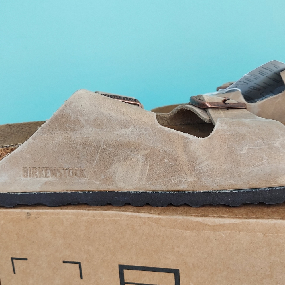 Birkenstock Arizona Tobacco Brown Leather Unisex Sandals Women's 11R/Mens 9R NWT - Picture 9 of 16